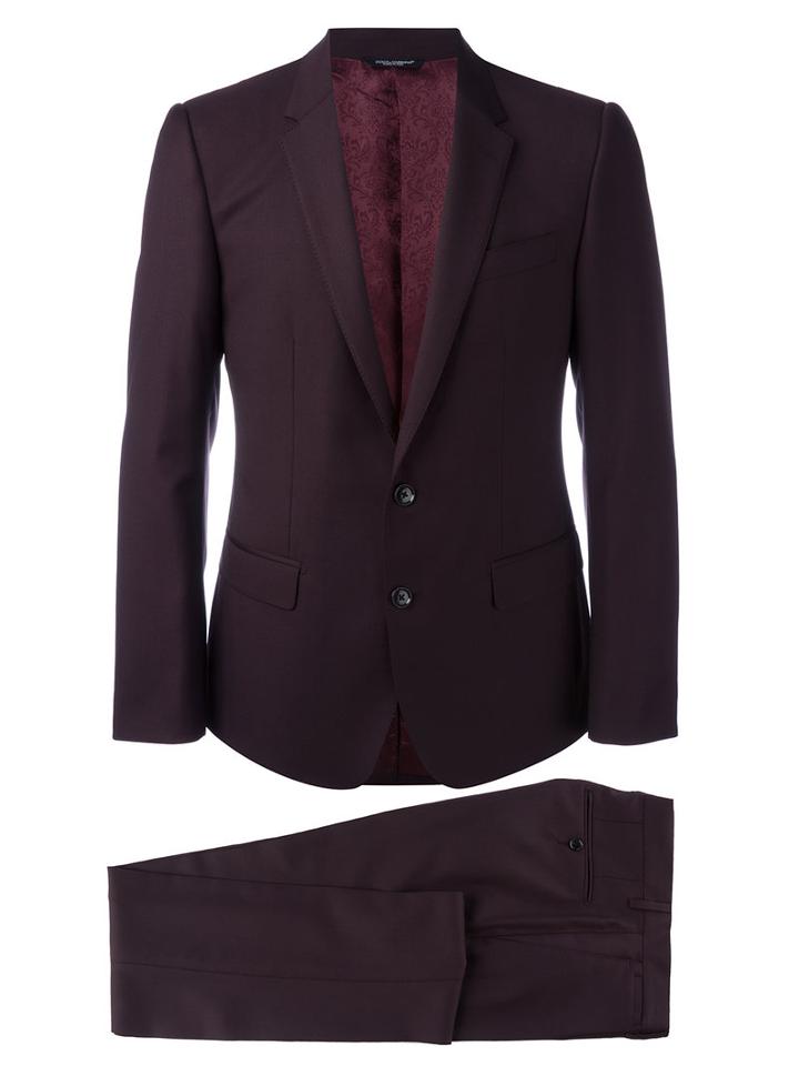 Dolce & Gabbana Formal Suit, Men's, Size: 48, Red, Cupro/viscose/virgin Wool
