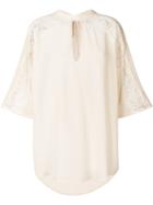 Ermanno Ermanno Lace Insert Blouse - Nude & Neutrals