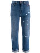 Weekend Max Mara Star Print Cropped Denim Jeans - Blue