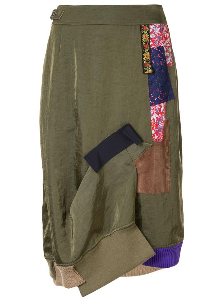 Kolor Patchwork Midi Skirt - Green