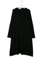 Nostra Santissima Kids Teen Asymmetric Hem Sweatshirt Dress - Black
