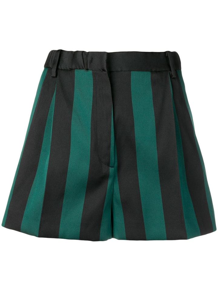 No21 Striped Short Shorts - Green