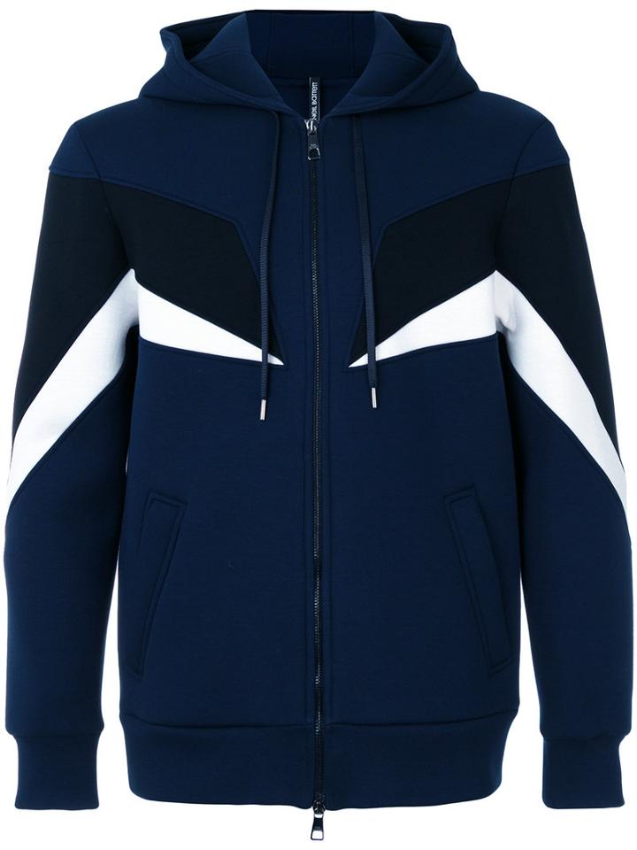 Neil Barrett - Contrast Panelled Hooded Sweatshirt - Men - Lyocell/viscose/spandex/elastane/polyurethane - S, White, Lyocell/viscose/spandex/elastane/polyurethane