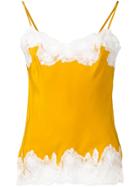Gold Hawk Contrast Lace Panel Top - Yellow