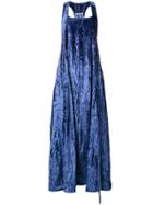 Delada Velvet Open Back Maxi Dress - Blue