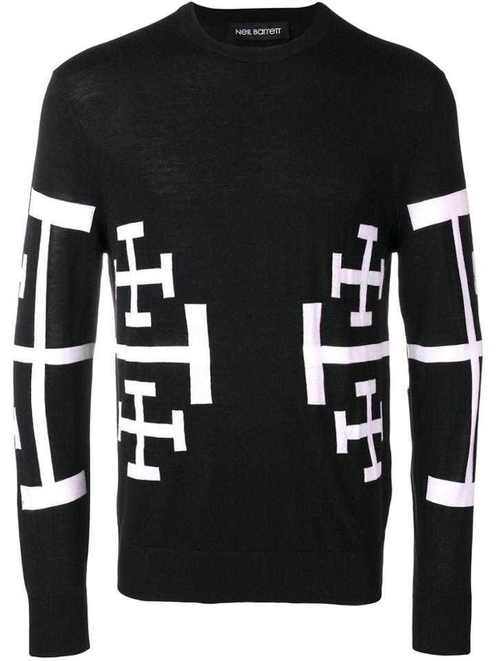 Neil Barrett Geometric Motif Jumper - Black