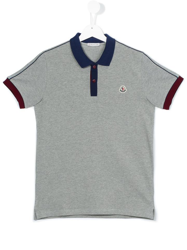 Moncler Kids - Contrast Collar Polo Shirt - Kids - Cotton - 14 Yrs, Boy's, Grey