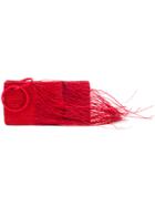 Sensi Studio Frayed Woven Clutch - Red