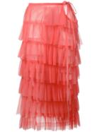 Comme Des Garçons Vintage Tiered Ruffle Skirt, Women's, Size: Small, Pink/purple