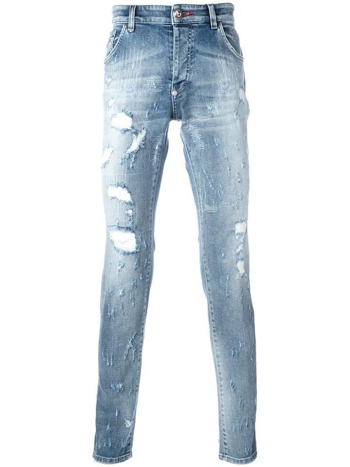 Philipp Plein Artistic Jeans, Men's, Size: 32, Blue, Cotton/spandex/elastane