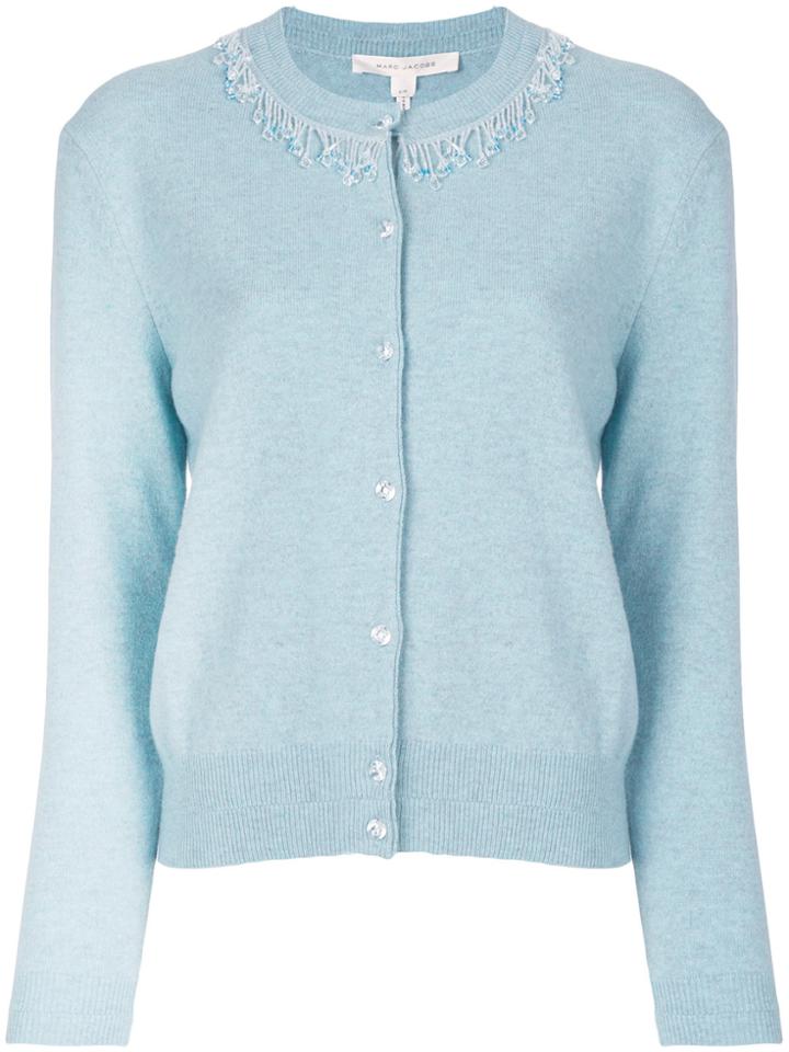Marc Jacobs Beaded Crew Neck Cardigan - Blue