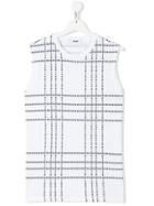 Msgm Kids Teen Logo Plaid Sleeveless T-shirt - White