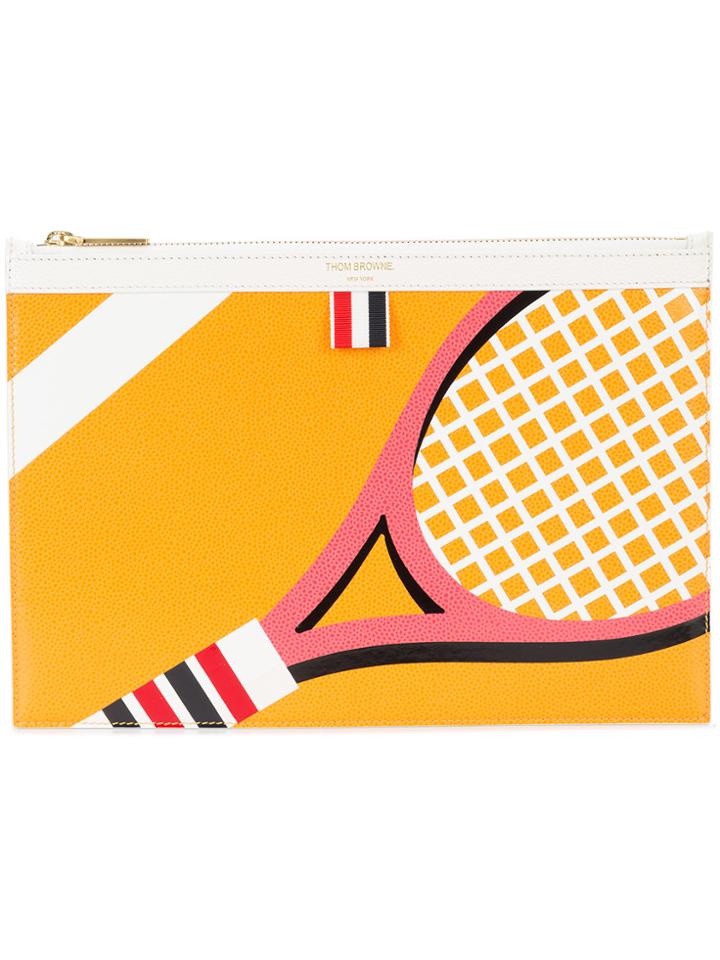 Thom Browne Tennis Print Pouch - Yellow & Orange