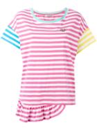 Tsumori Chisato - Stripe Frill Hem T-shirt - Women - Cotton - S, Pink/purple, Cotton