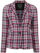 T Jacket Plaid Fitted Blazer - Red