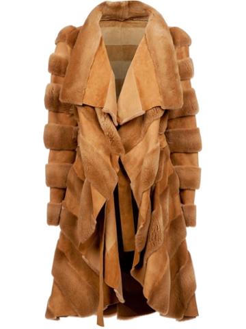 Liska By Thomas Kirchgrabner Panelled Swing Coat, Women's, Size: 40, Brown, Mink