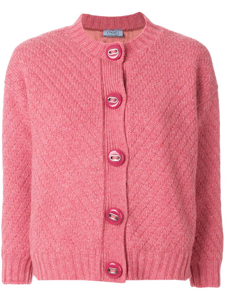Prada Chevron Ribbed Cardigan - Pink & Purple