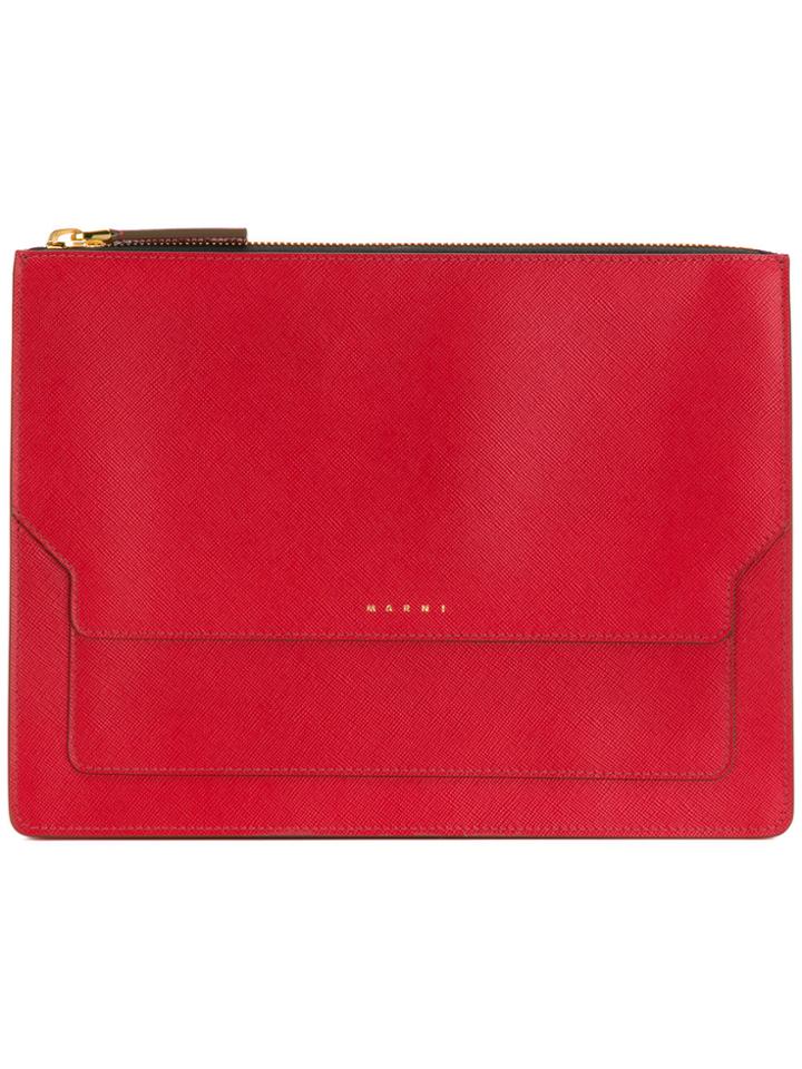 Marni Logo Clutch - Red