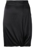 Giorgio Armani Vintage Gathered Detail Fitted Skirt - Black