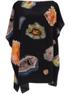 Kimberly Mcdonald Off-shoulder Print Crystal Silk Kaftan Dress -