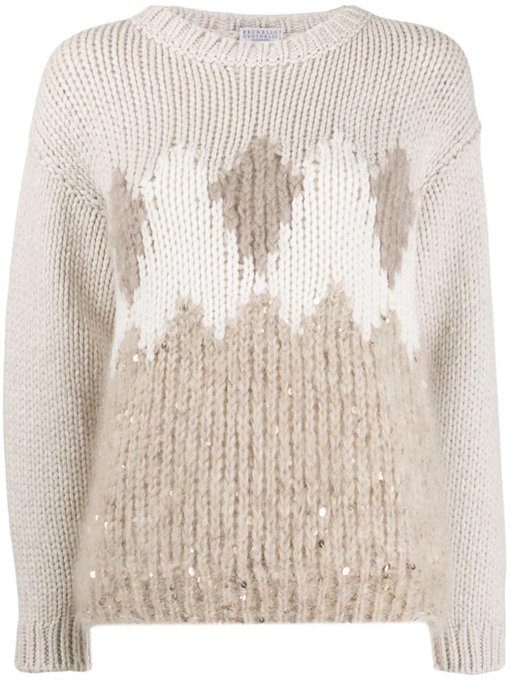 Brunello Cucinelli Sequin Detail Jumper - Neutrals