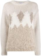 Brunello Cucinelli Sequin Detail Jumper - Neutrals