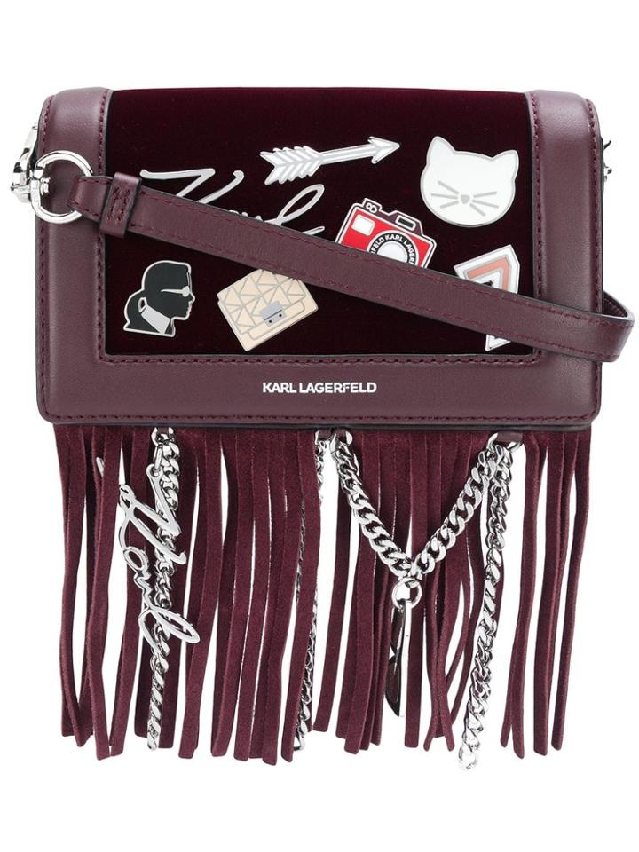 Karl Lagerfeld Klassik Pins Cross Body Bag - Red