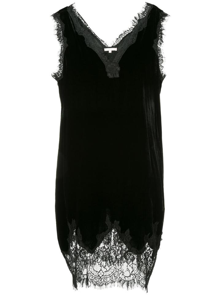 Gold Hawk Scalloped V-neck Dress - Black