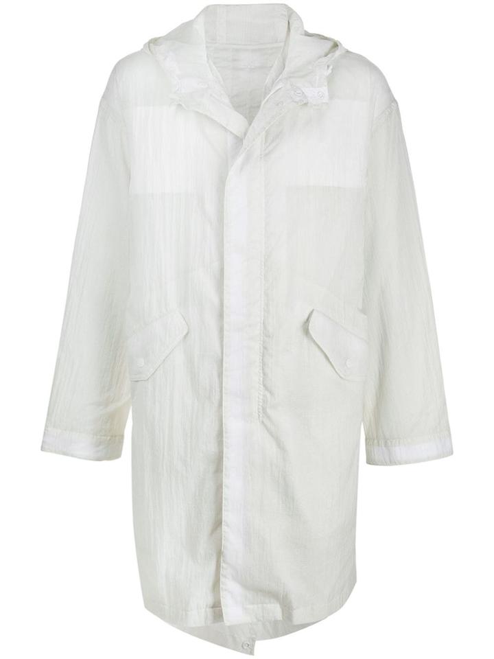 Helmut Lang Parachute Sheer Parka Coat - White