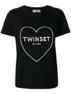 Twin-set Heart Embroidered T-shirt - Black