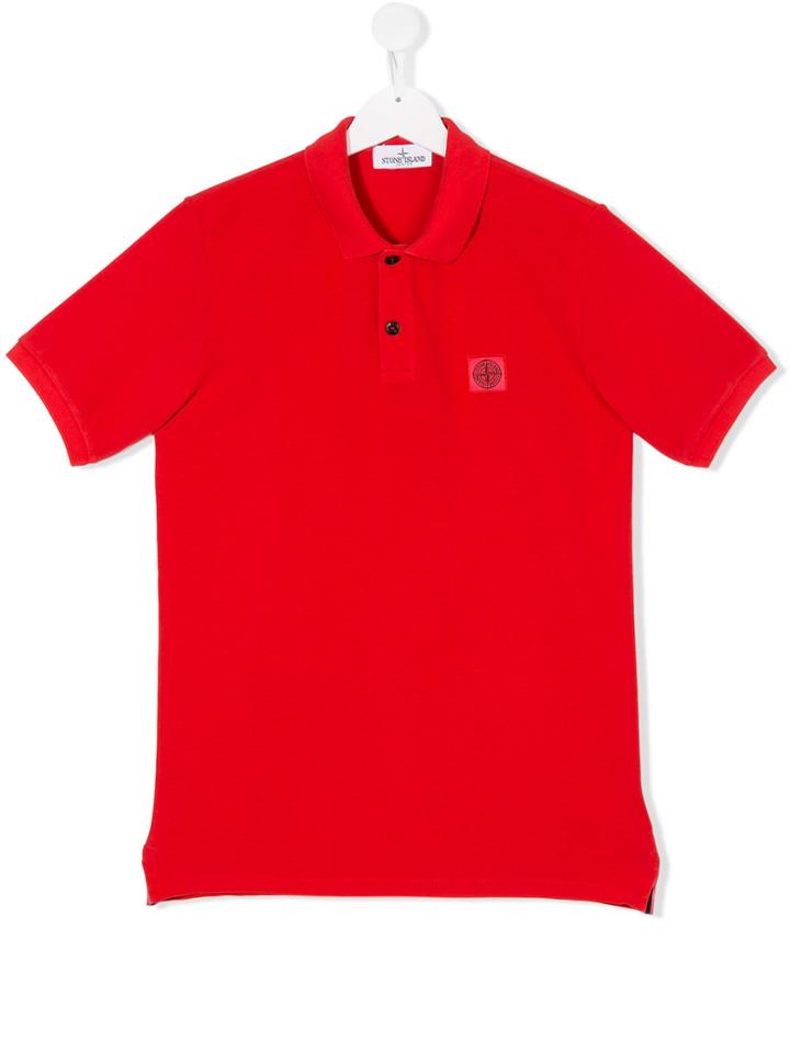 Stone Island Junior Teen Logo Patch Polo Shirt - Red