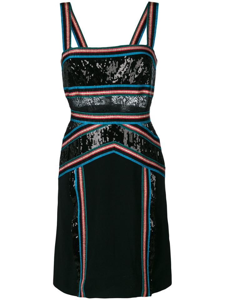Elie Saab Sequinned Ribbon Trim Dress - Black