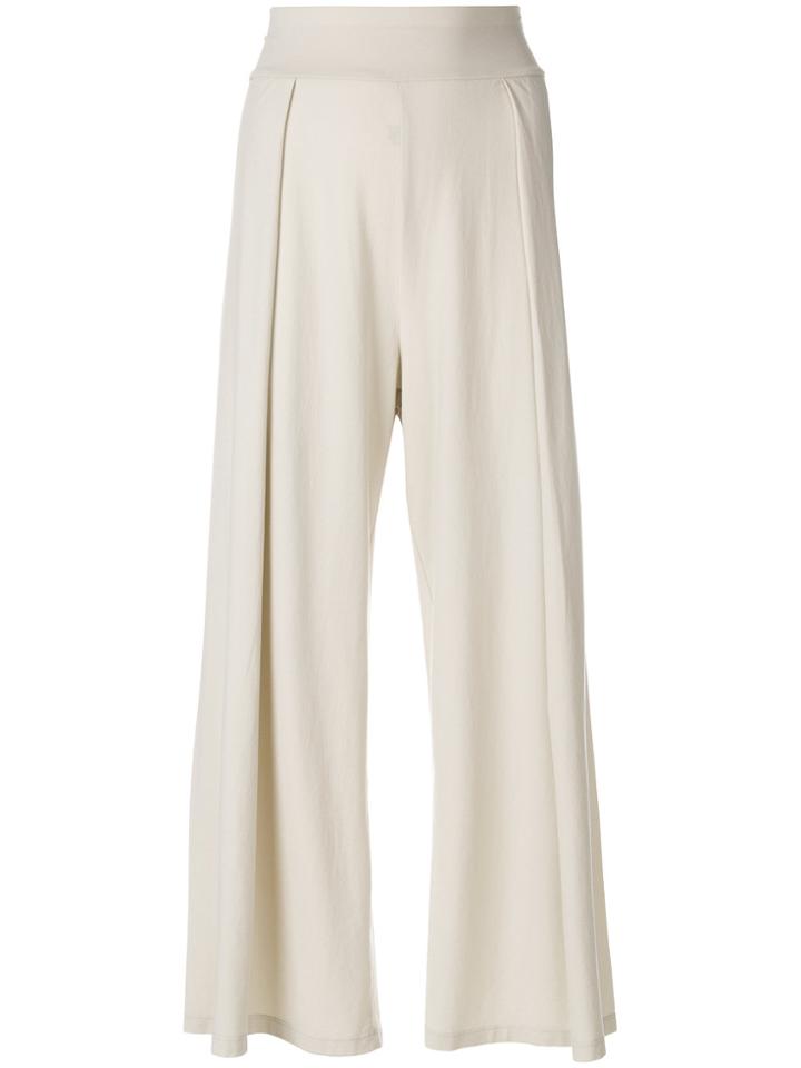Labo Art Single Flat Pleat Wide Leg Trousers - Nude & Neutrals