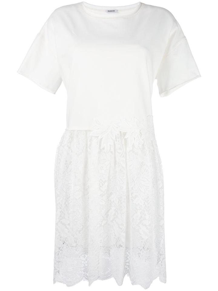 P.a.r.o.s.h. Lace Skirt T-shirt Dress, Women's, Size: Large, Nude/neutrals, Cotton/spandex/elastane/polyester