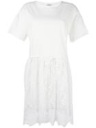 P.a.r.o.s.h. Lace Skirt T-shirt Dress, Women's, Size: Large, Nude/neutrals, Cotton/spandex/elastane/polyester