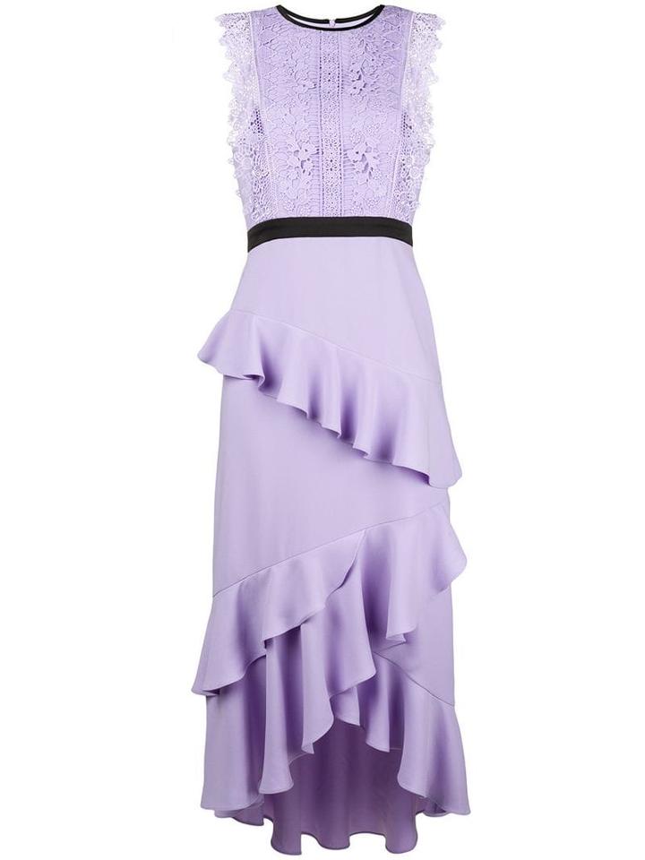 Three Floor Crocheted Ruffled Dress - Pink