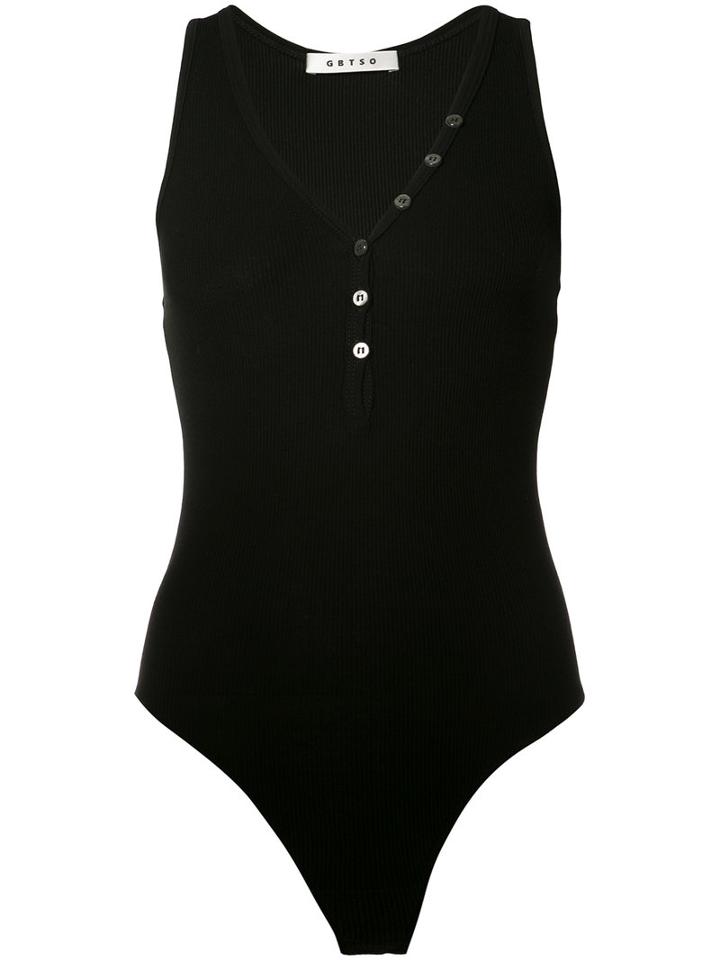 Getting Back To Square One - Buttoned Bodysuit - Women - Spandex/elastane/viscose - M, Black, Spandex/elastane/viscose