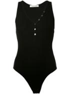 Getting Back To Square One - Buttoned Bodysuit - Women - Spandex/elastane/viscose - M, Black, Spandex/elastane/viscose