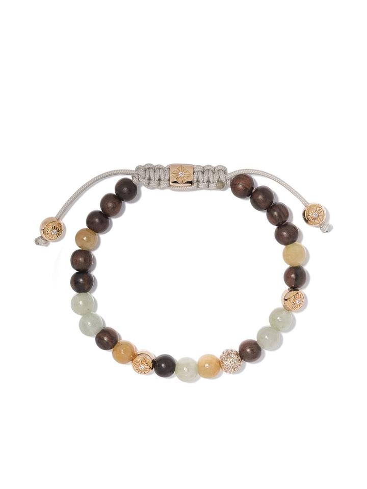 Shamballa Jewels 18kt Yellow Gold, Brown Sapphires & Diamond Beaded