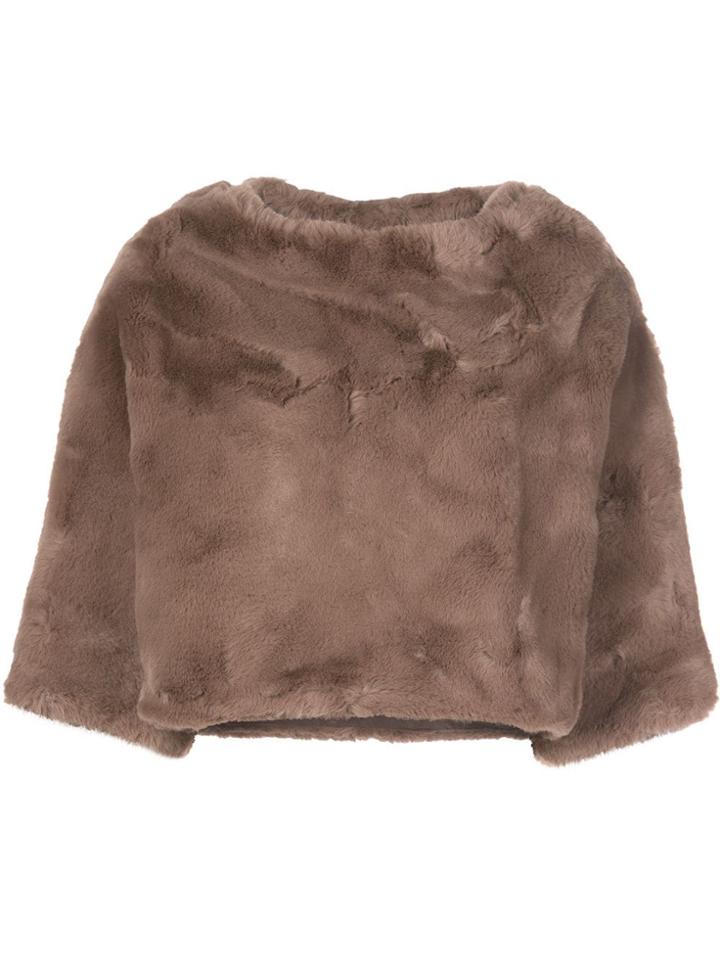 Jocelyn Faux-fur Cropped Jacket - Neutrals