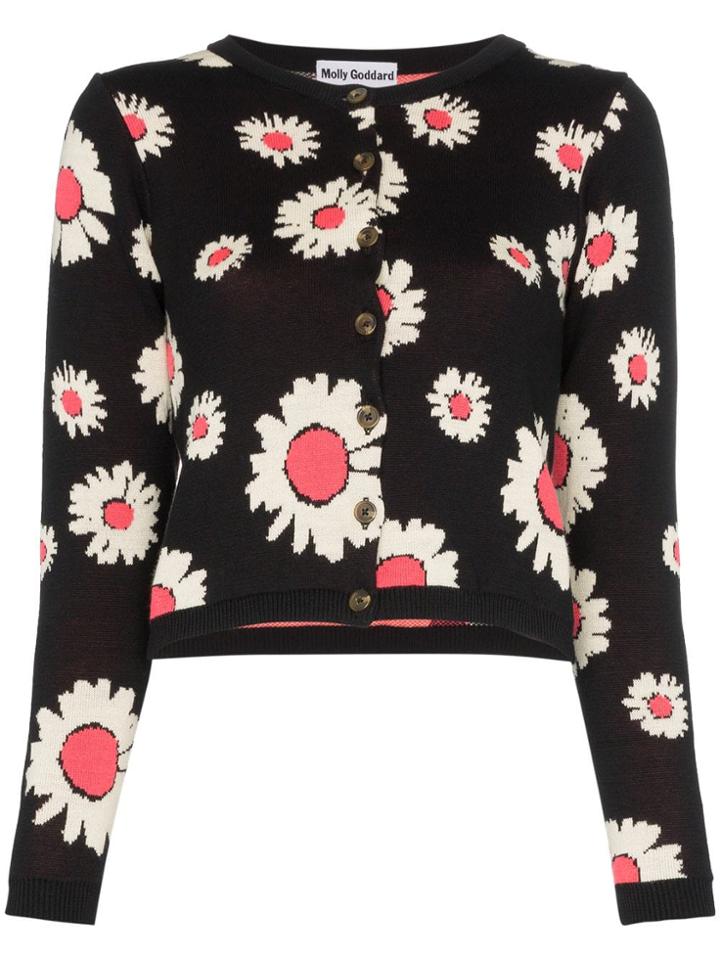 Molly Goddard Malina Floral Jacquard Cardigan - Black