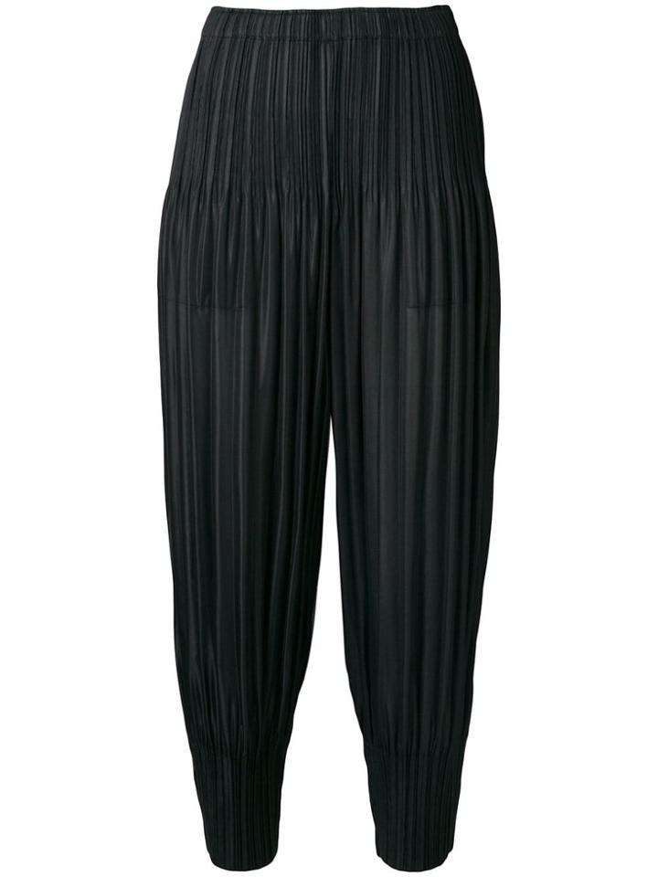Pleats Please By Issey Miyake Pleated Drop Crotch Cropped Trousers -
