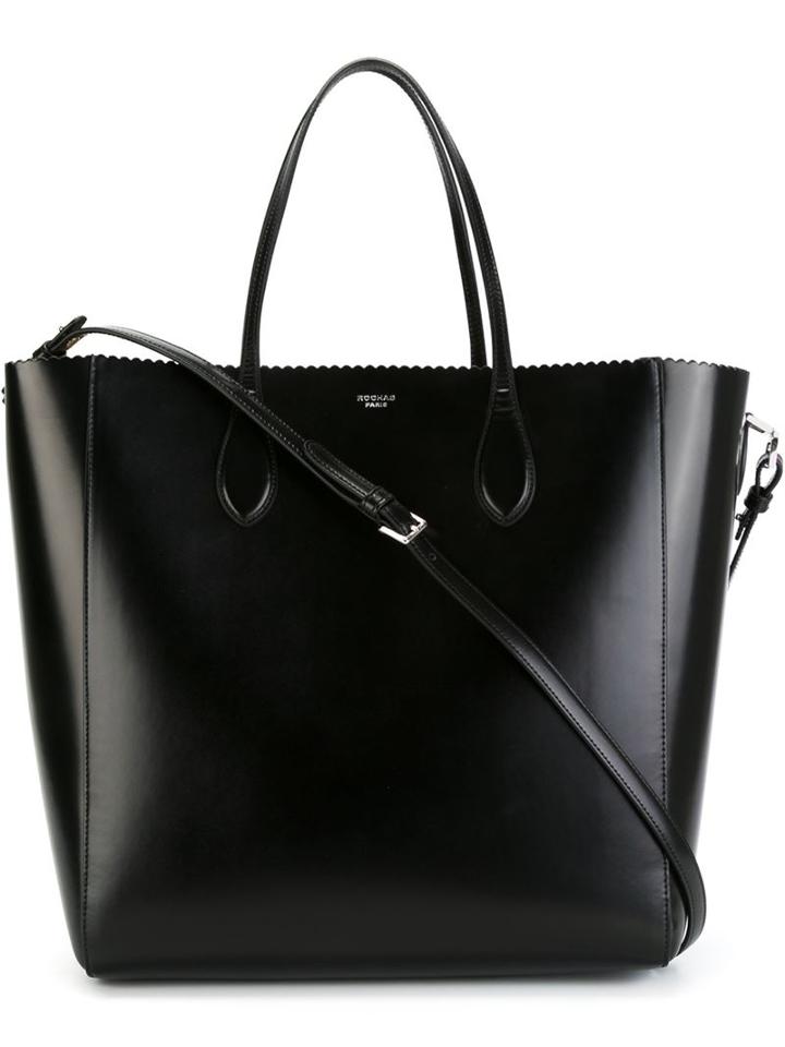 Rochas Scalloped Trim Shopper Tote, Women's, Black