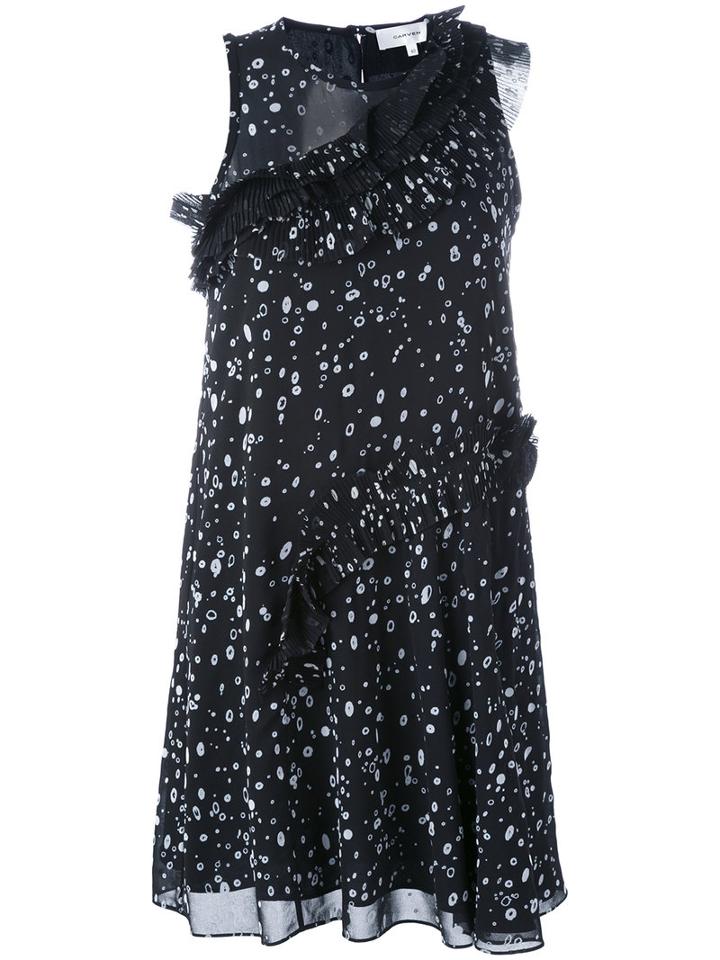 Carven Ruffled Detail Dress, Women's, Size: 40, Black, Polyester/acetate/silk