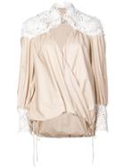 Rosie Assoulin Lace Panel Wrap-style Top - Neutrals