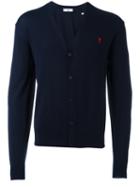 Ami Alexandre Mattiussi - Embroidered Logo Cardigan - Men - Wool - S, Blue, Wool