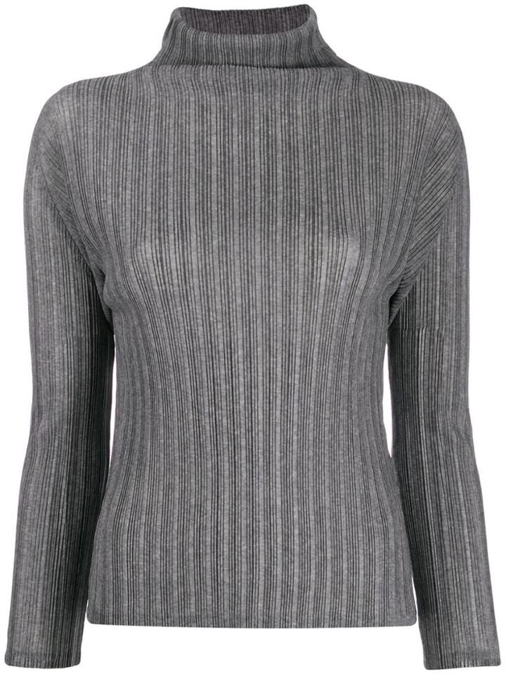 Pleats Please Issey Miyake Pleated Knitted Top - Grey