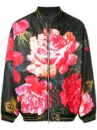 Alexander Mcqueen Rose Print Bomber Jacket - Black