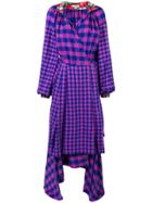 Natasha Zinko Checked Apron Wrap Dress - Blue