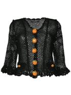 Dolce & Gabbana Fruit Button Open Weave Cardigan - Black